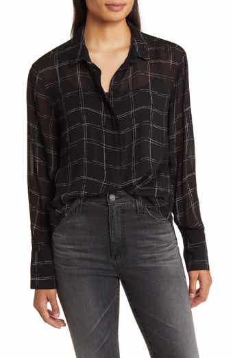 Windowpane Check Woven Button-Up Shirt