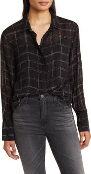 Bella Dahl Windowpane Check Woven Button-Up Shirt