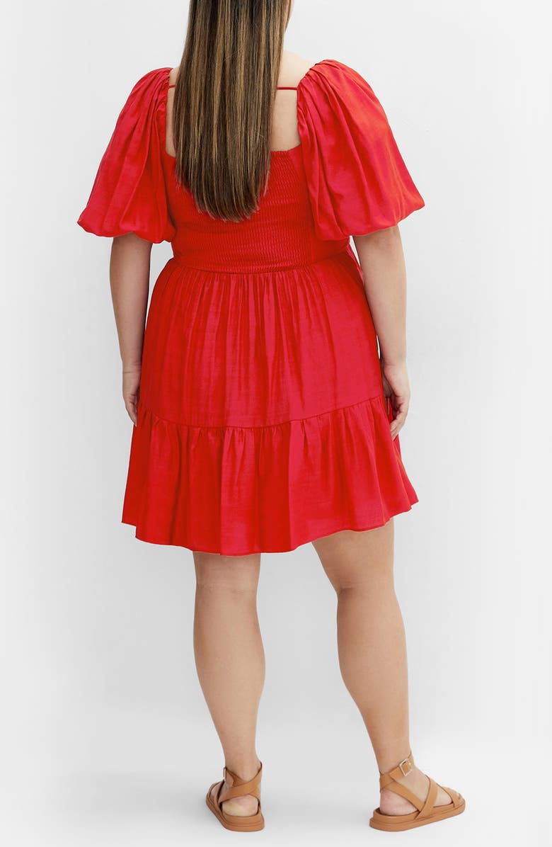 City Chic Mindy Puff Sleeve Dress, Alternate, color, Red