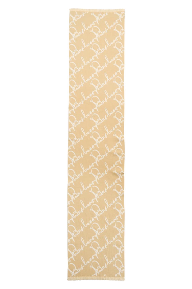 Ribbon Text Wool Scarf, Main, color, SAND/ NEUTRAL