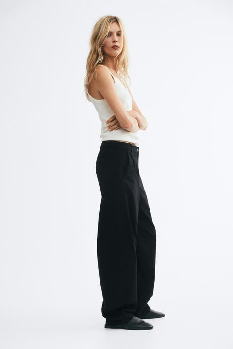 Cotton Barrel-leg Pants