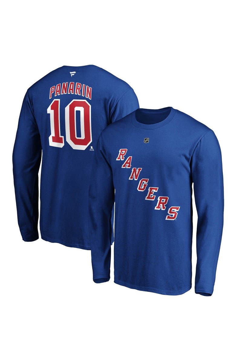FANATICS Men's Fanatics Branded Artemi Panarin Blue New York Rangers Authentic Stack Name & Number Long Sleeve T-Shirt, Alternate, color,
