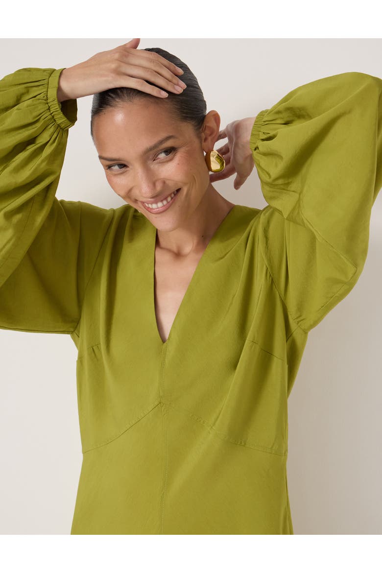 Grace V-Neck Long Sleeve Dress, Alternate, color, Dark Olive Green