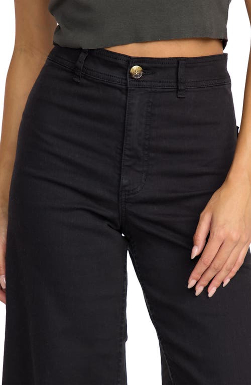 Billabong Free Fall Stretch Crop Wide Leg Jeans In Black
