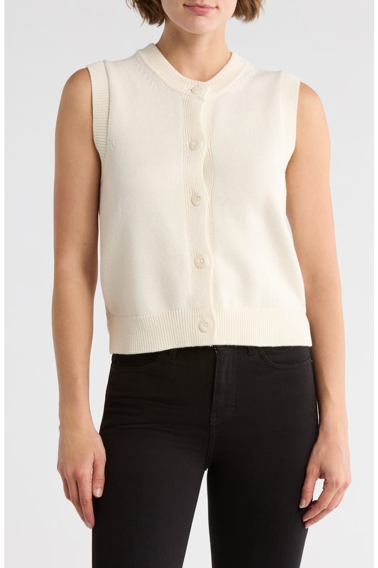 Mozart Sleeveless Cotton Sweater Vest, Main, color, CREAM