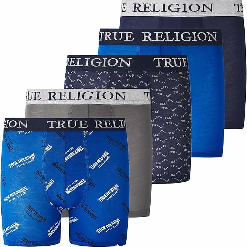 True Religion Boxer Briefs Pack Of 5 In Blue