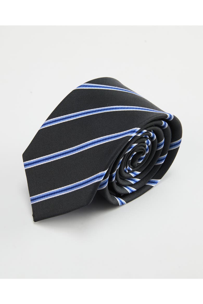 Accent Striped Silk Jacquard Tie, Main, color, Navy Blue