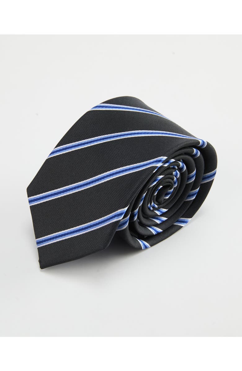 Knottery & Co Accent Striped Silk Jacquard Tie, Main, color, Navy Blue