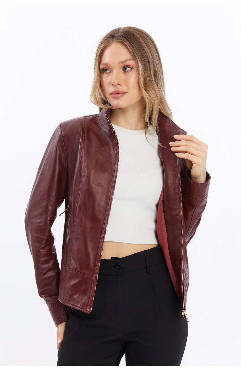 Furniq UK Blythe Leather Jacket, Alternate, color, Black