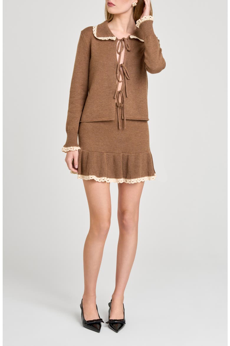 Ginger Tie Cardigan, Alternate, color, MOCHA
