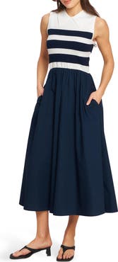 FLYING TOMATO Stripe Sleeveless Twofer Maxi Dress