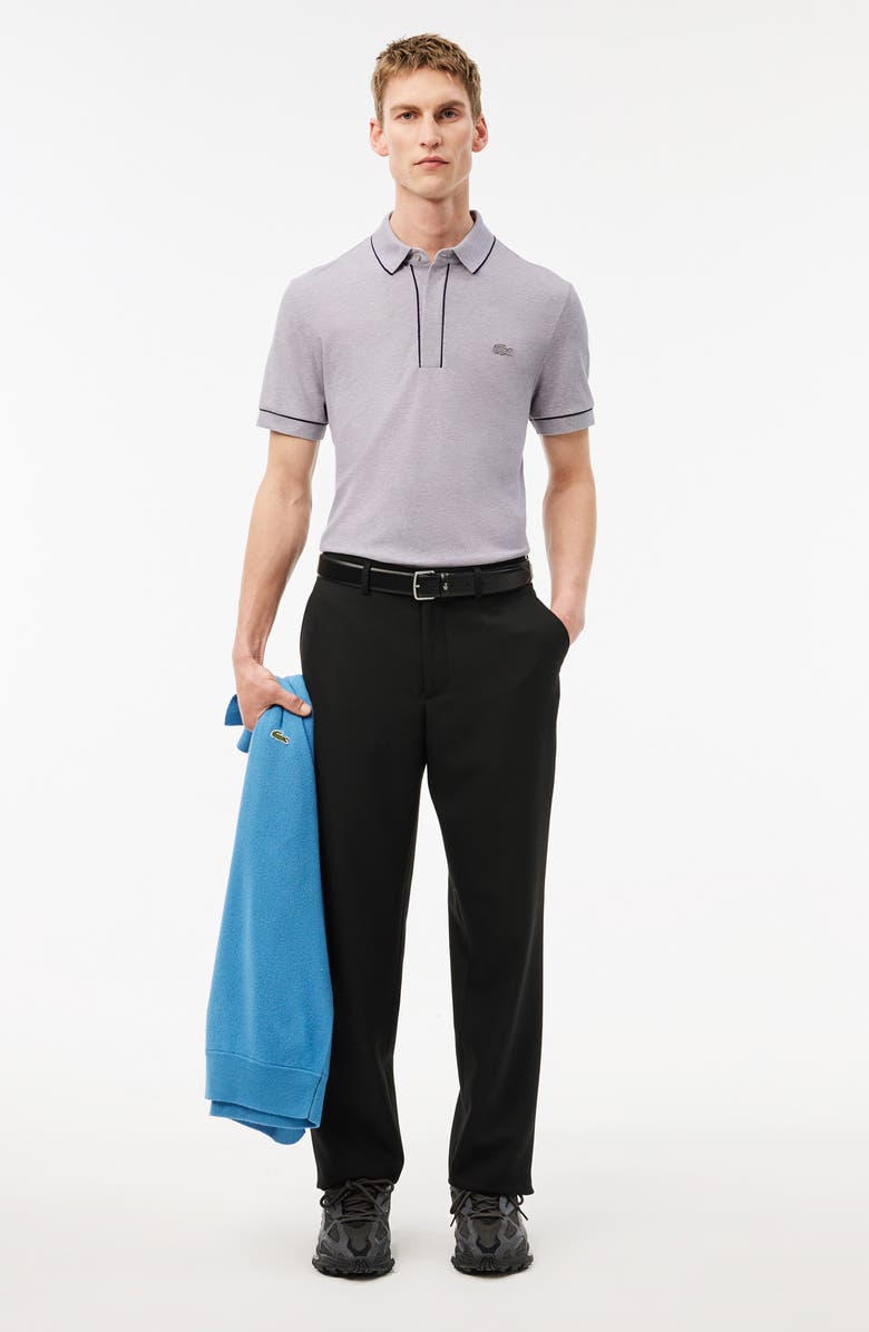 Lacoste Regular Fit Tipped Piqué Polo, Alternate, color, Silver Chine