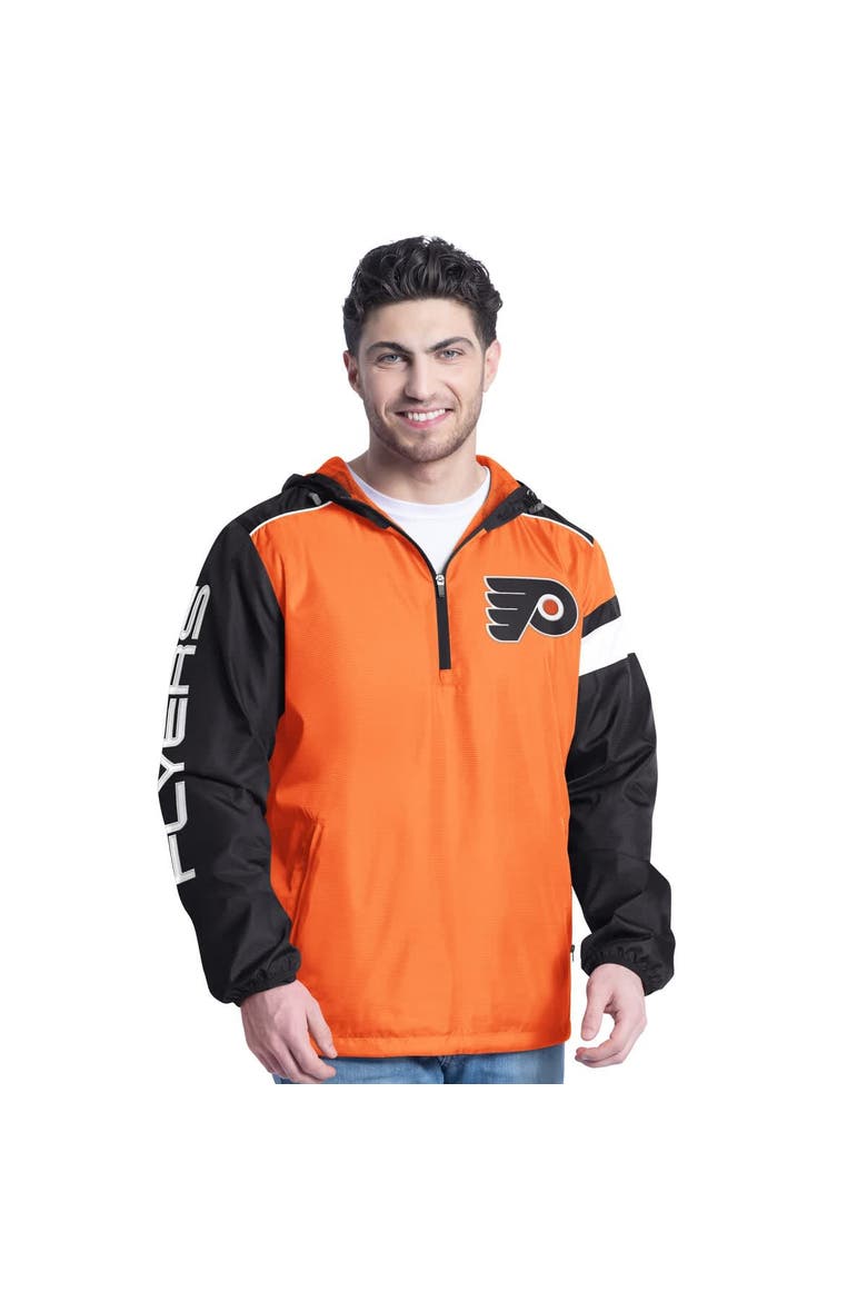 Men's G-III Sports by Carl Banks Orange/Black Philadelphia Flyers Lateral Half-Zip Hoodie Jacket, Main, color, Orange