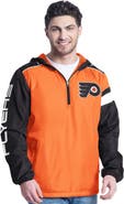 G-III SPORTS BY CARL BANKS Men's G-III Sports by Carl Banks Orange/Black Philadelphia Flyers Lateral Half-Zip Hoodie Jacket