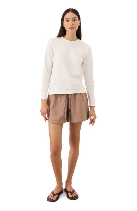 Organic Cotton Soft-Slub Essential Crewneck Long Sleeve Tee