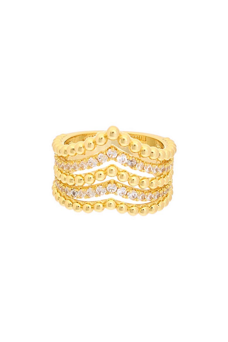 Cubic Zirconia Chevron Ring, Main, color, YELLOW GOLD
