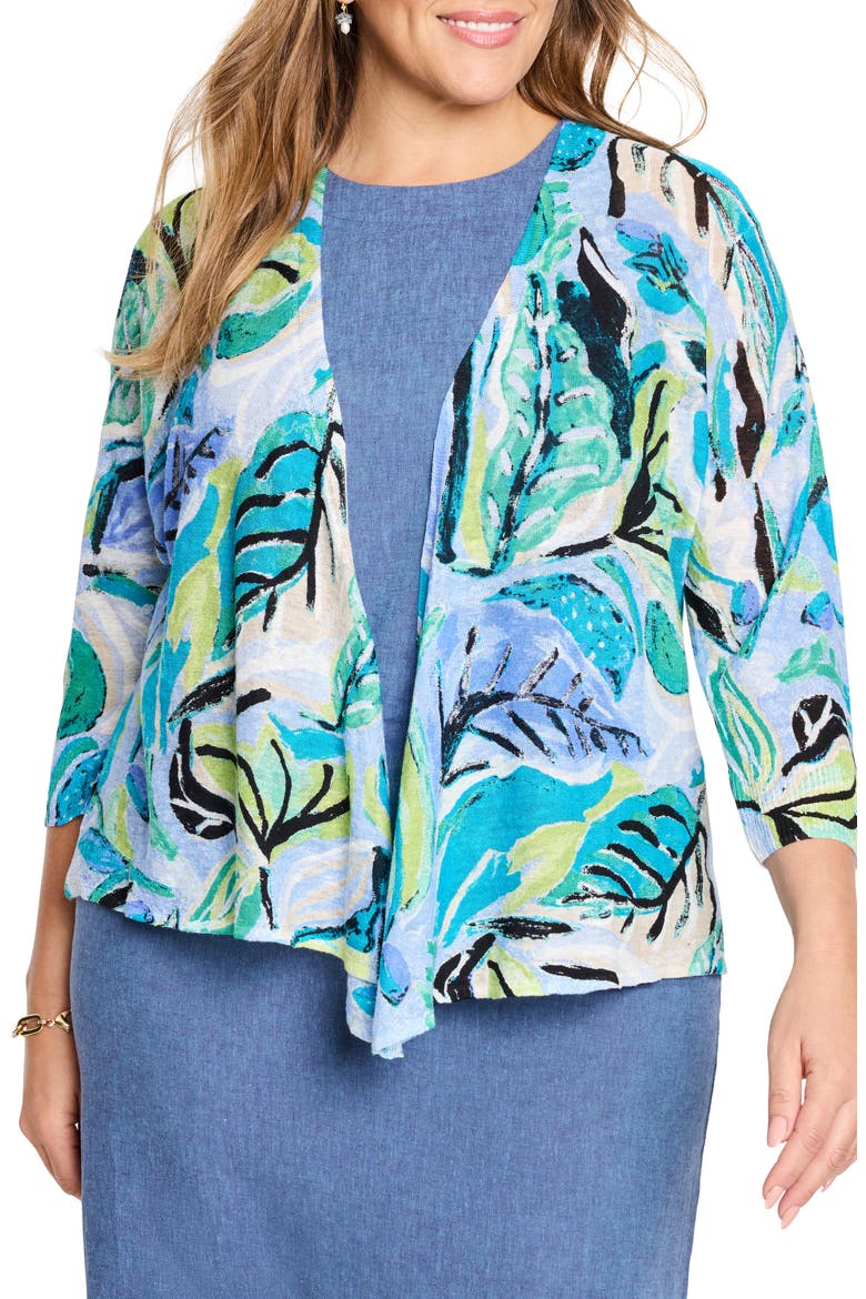 Island Beat 4-Way Linen Blend Cardigan, Main, color, BLUE MULTI