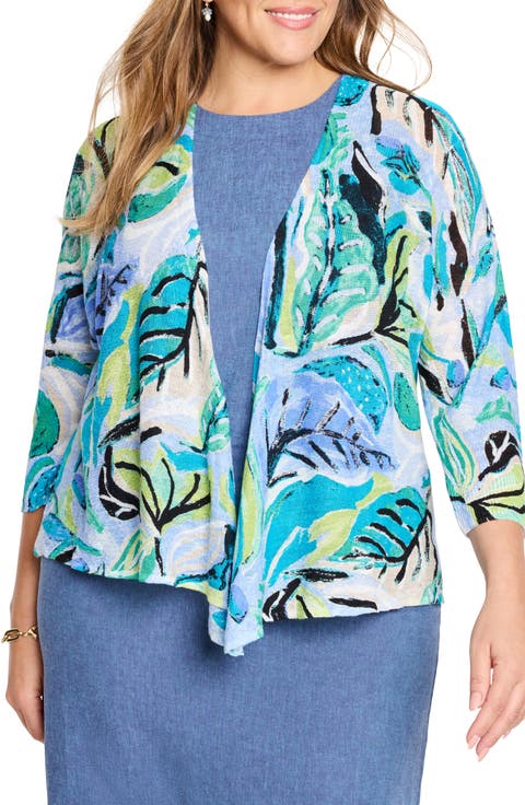 Island Beat 4-Way Linen Blend Cardigan (Plus)