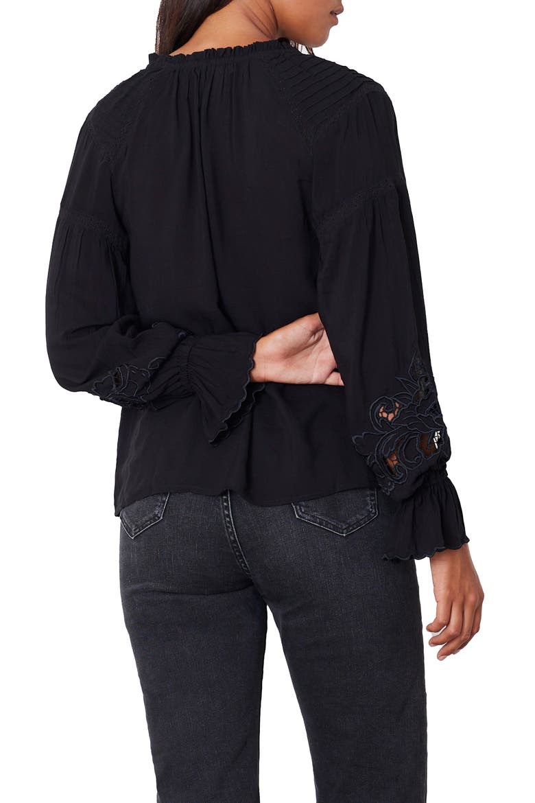 Stevie Lace Inset Embroidered Blouse, Alternate, color, Black