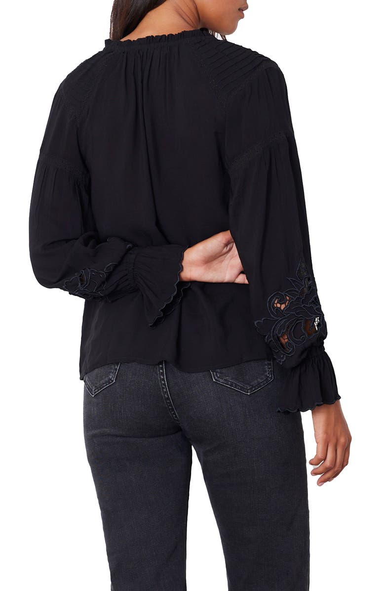 Paneros Clothing Stevie Lace Inset Embroidered Blouse, Alternate, color, Black