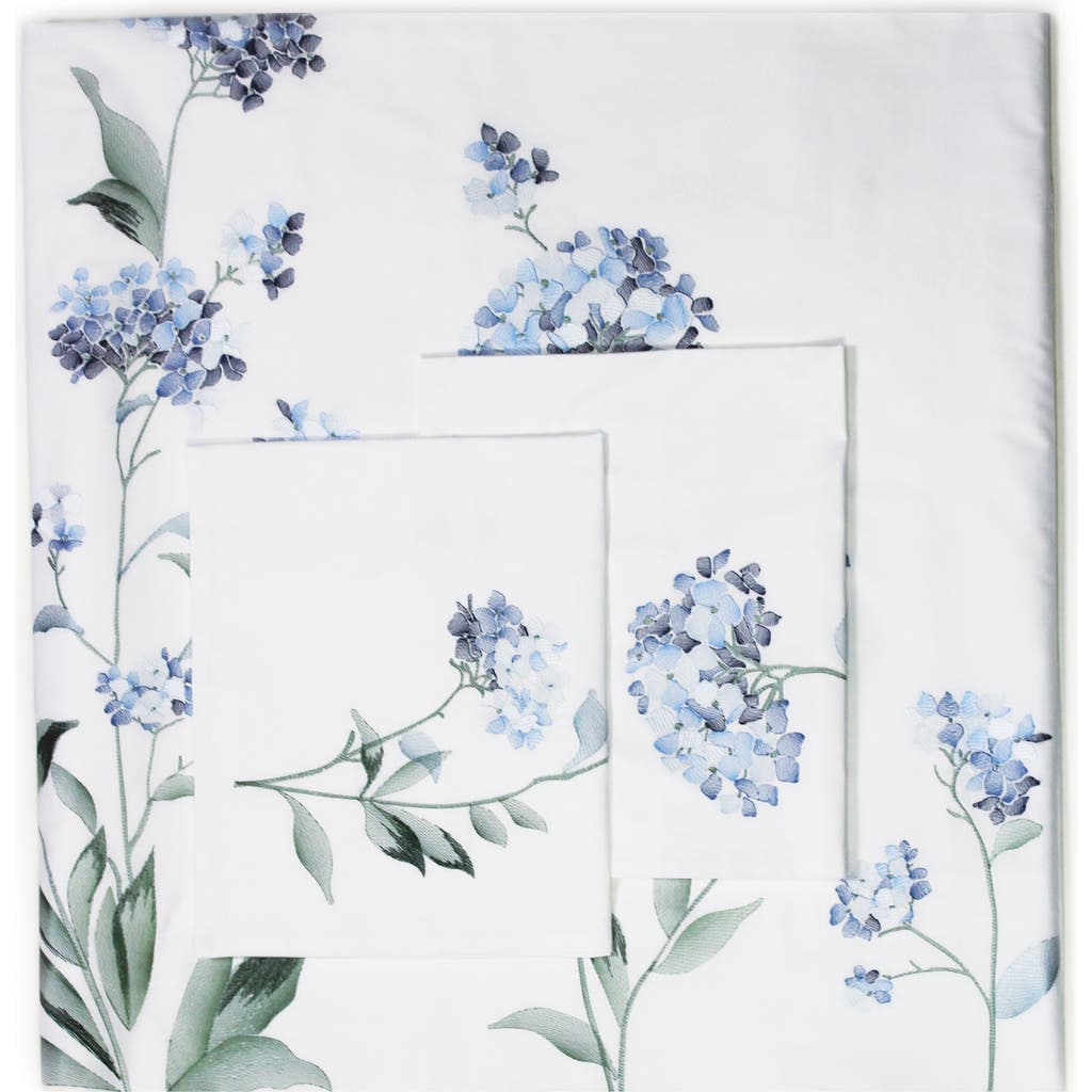Melange Home Hydrangea Embroidered Duvet Set In Blue