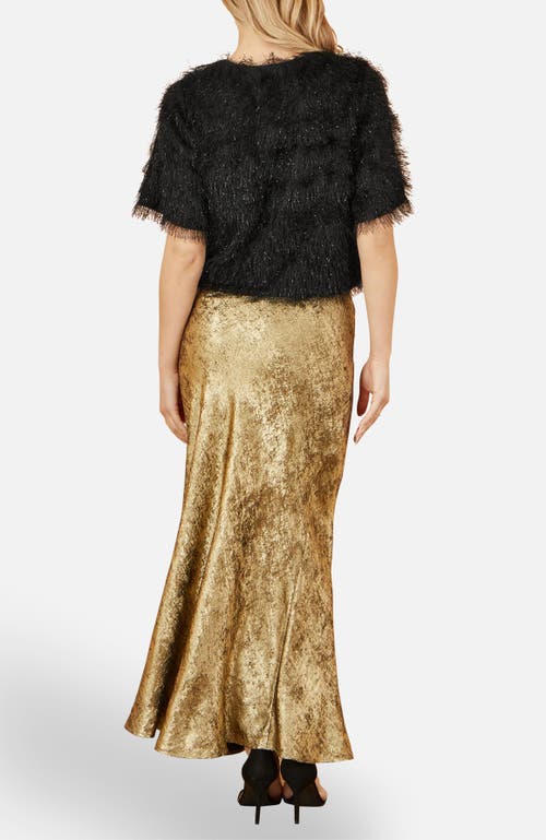 Yumi Satin Midi Skirt In Gold