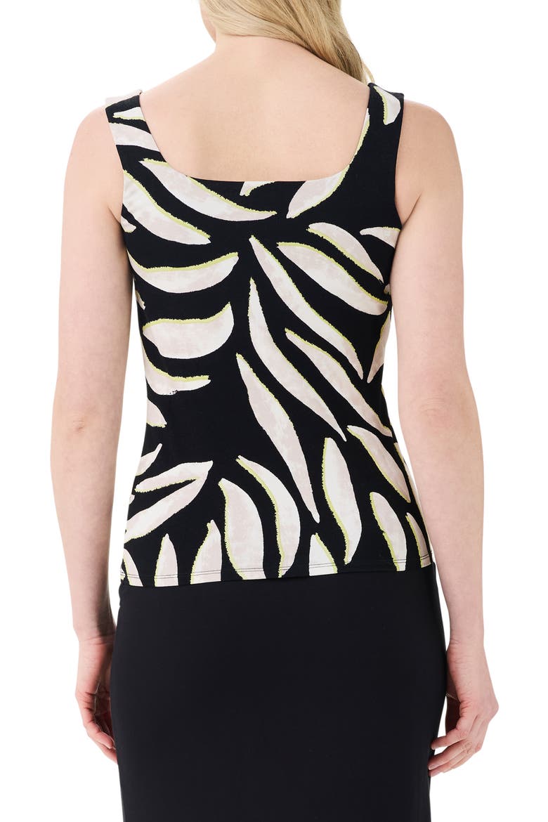 Breezy Leaves Notched Neck Shell, Alternate, color, BLACK MULTI