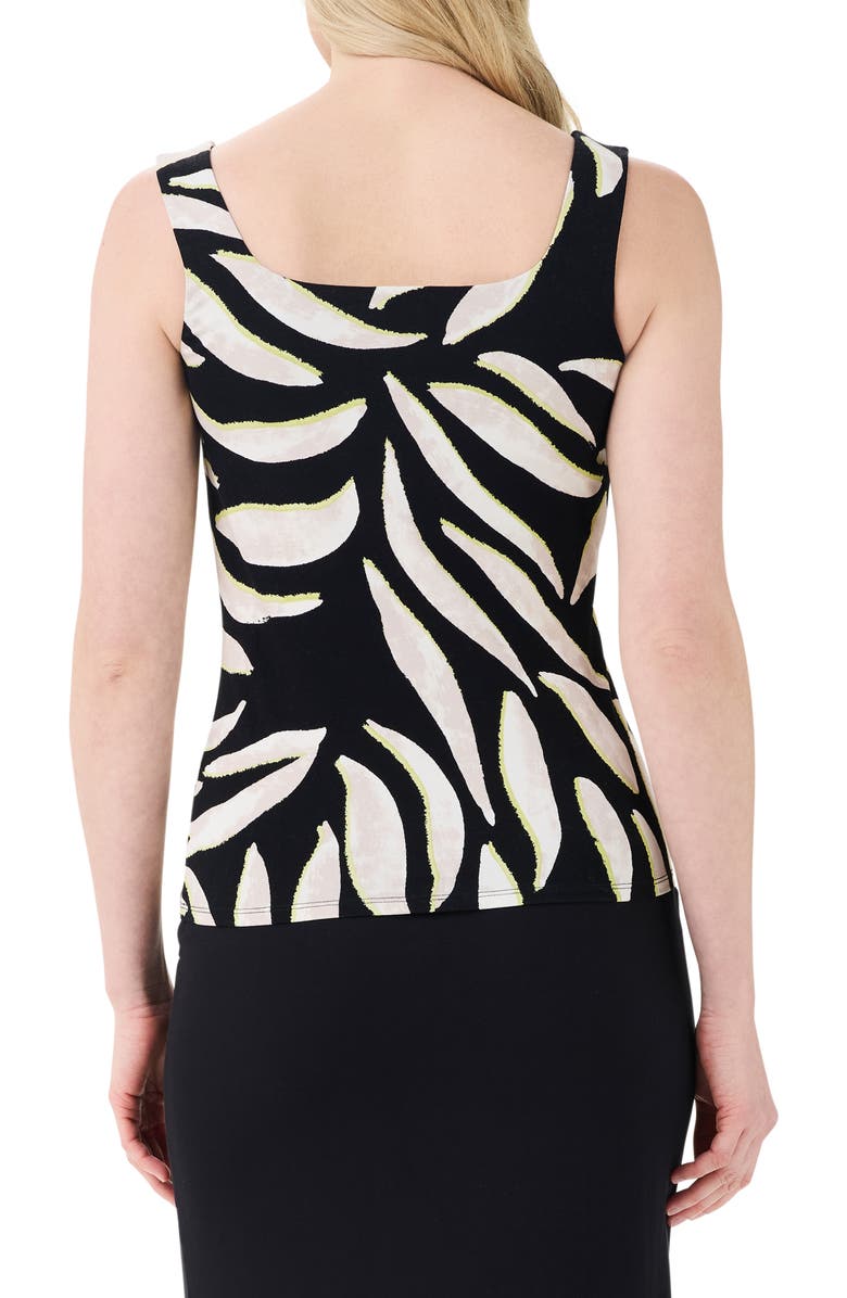 NIC+ZOE Breezy Leaves Notched Neck Shell, Alternate, color, Black Multi