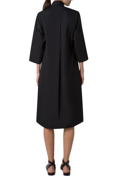 Akris Punto Tie Neck Cotton Tunic Dress In Black
