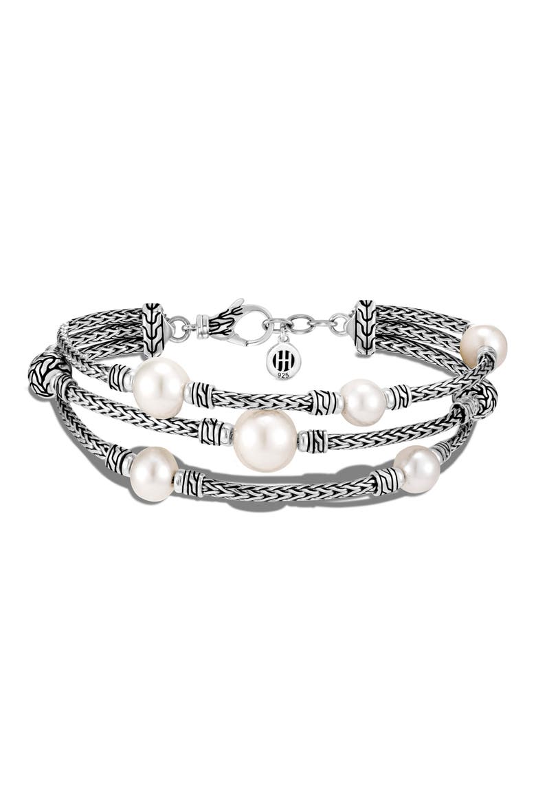 Classic Chain Triple Row Bracelet, Main, color, SILVER