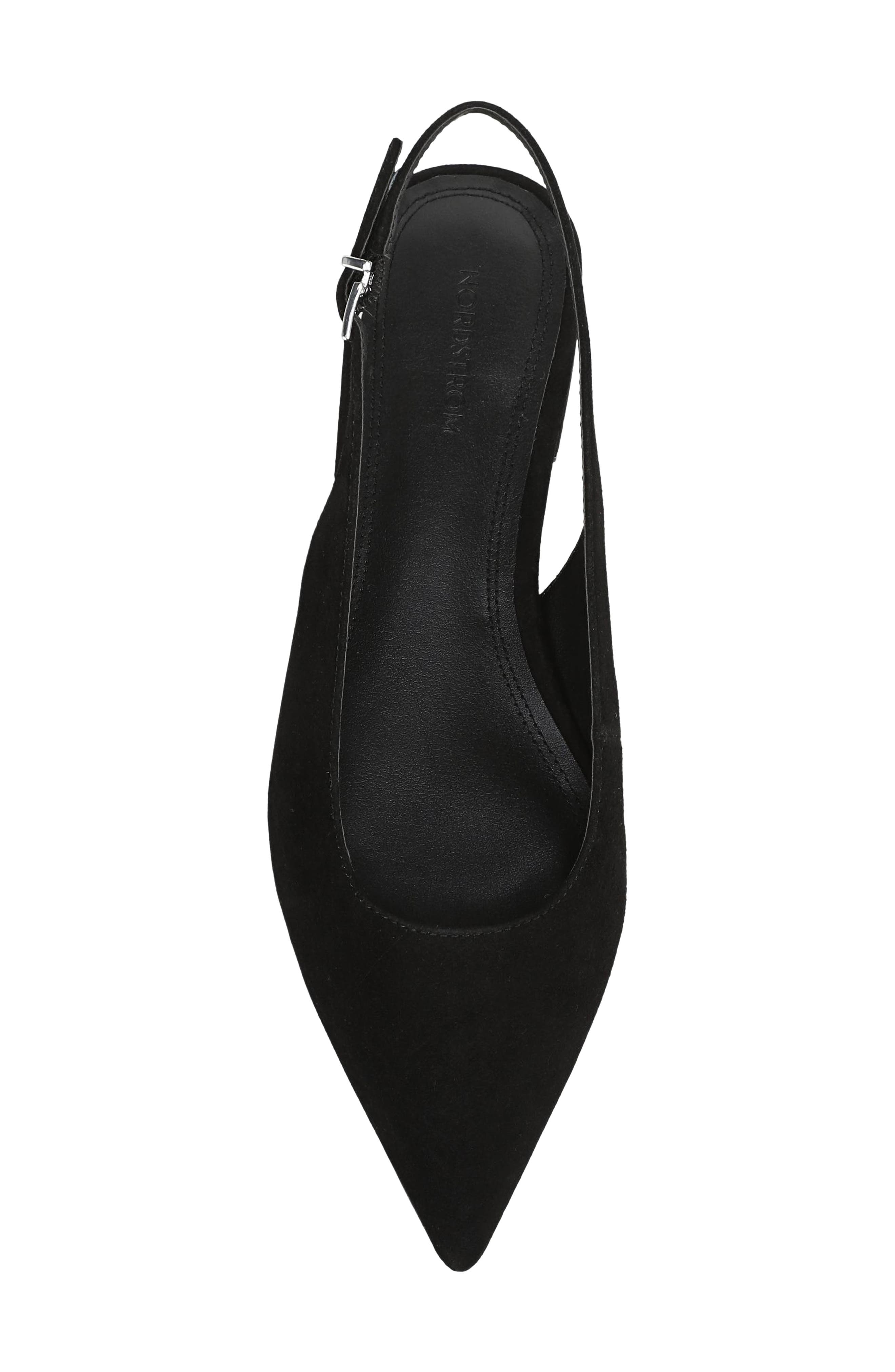 Selina Leather Slingback Flat, Alternate, color, BLACK