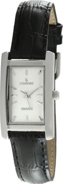 Peugeot Classic Rectangular Contour Leather Watch- 34x20MM