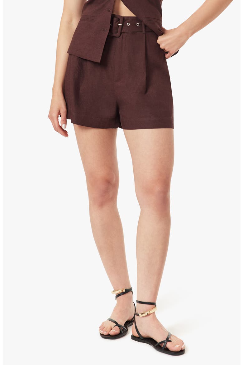 Belted Pleat Front Shorts, Main, color, SUMMER PLUM