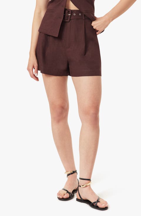 Belted Pleat Front Shorts