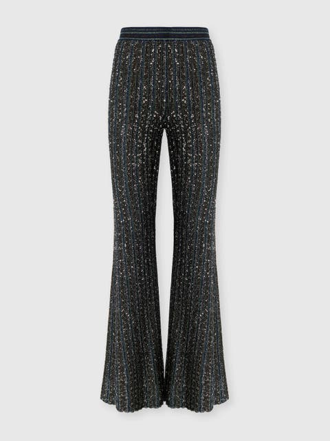 Striped Flared Trousers With Sequins