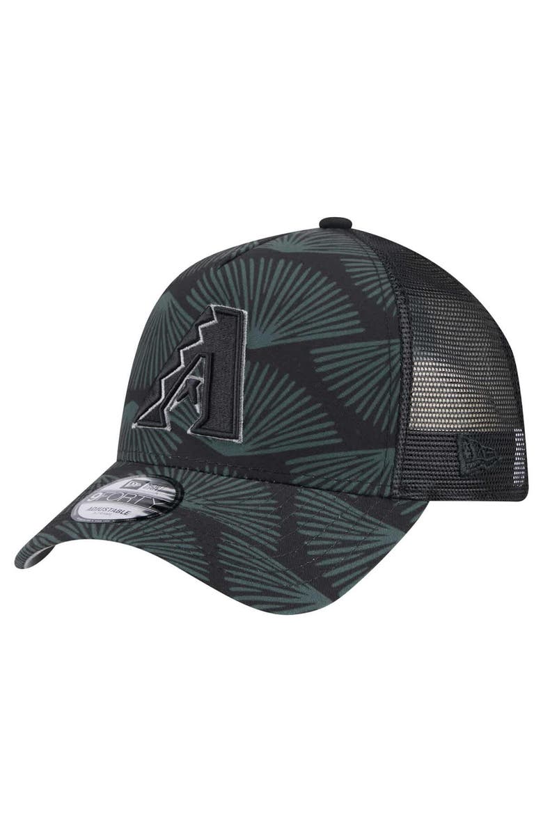 New Era Men's New Era  Black Arizona Diamondbacks 9FORTY A-Frame Trucker Adjustable Hat, Main, color, Black