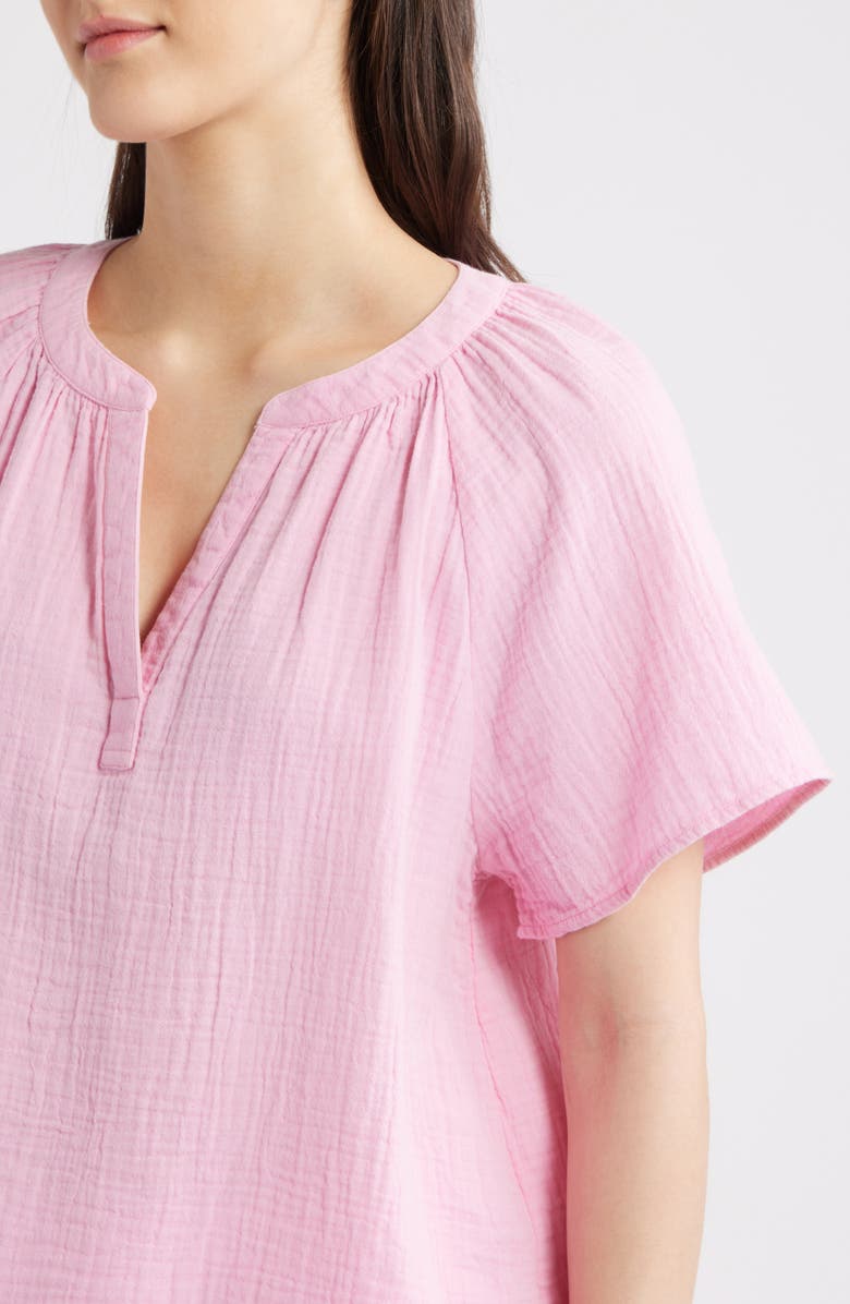 beachlunchlounge Adie Cotton Guaze Popover Top, Alternate, color, Wild Rose Wash