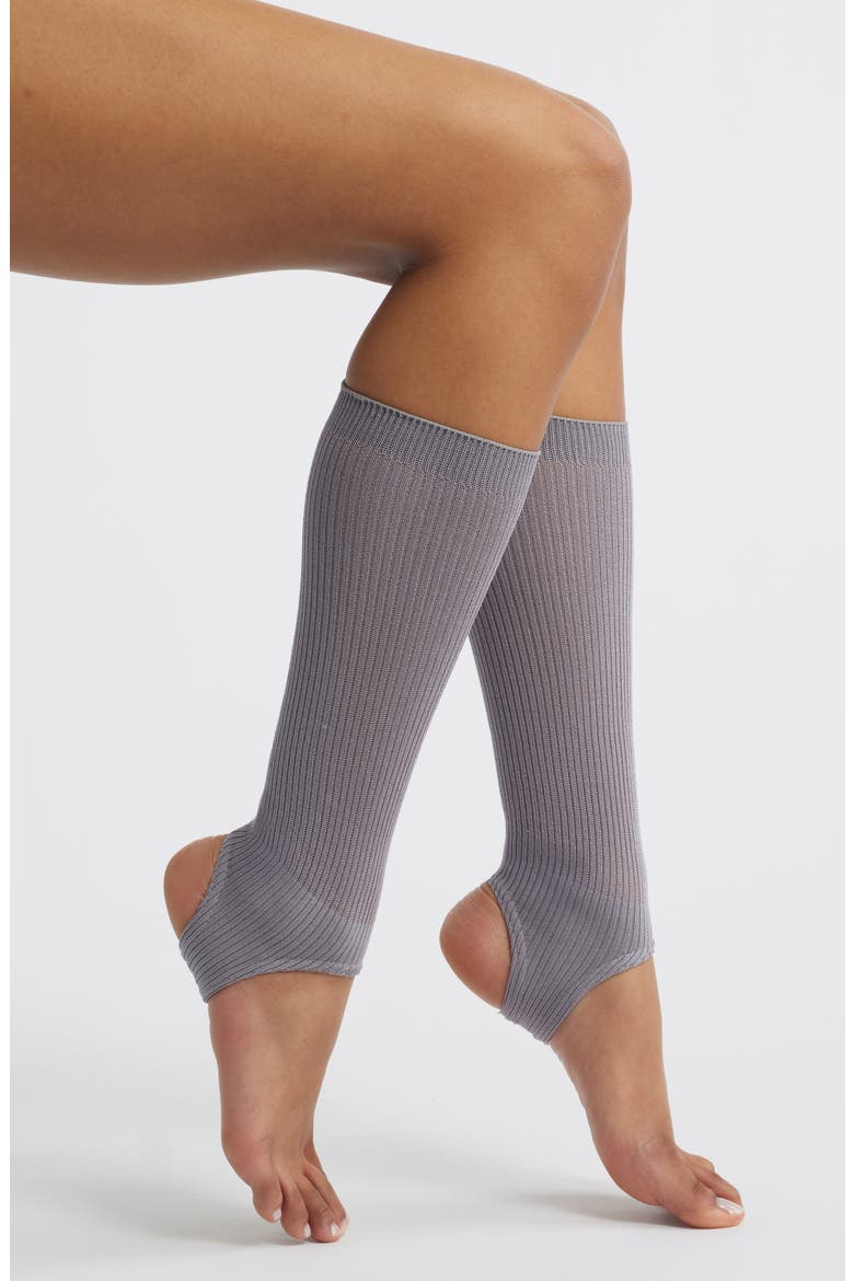 Show Pony Cotton Blend Rib Stirrup Socks, Main, color, GREY
