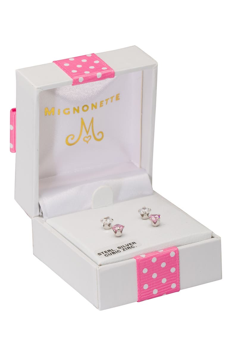 Mignonette Set of 2 Sterling Silver Stud Earrings, Alternate, color, Pink/ White