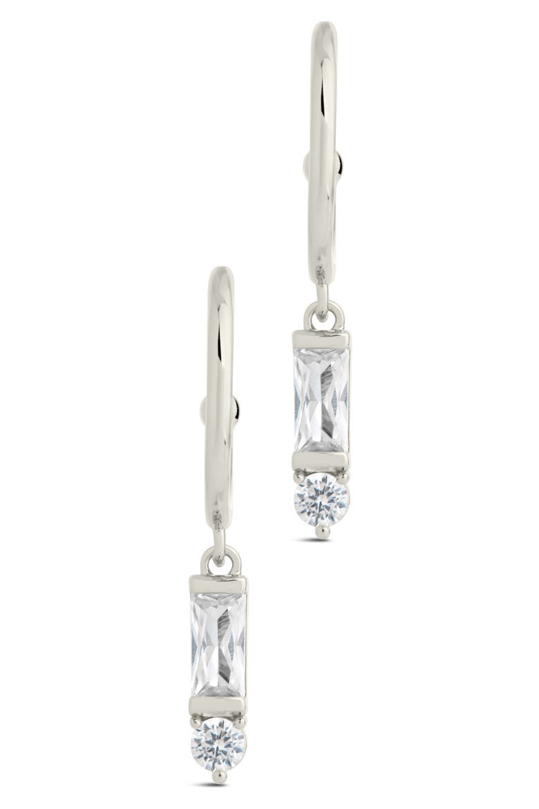 Teigen CZ Drop Hoop Earrings, Alternate, color, SILVER