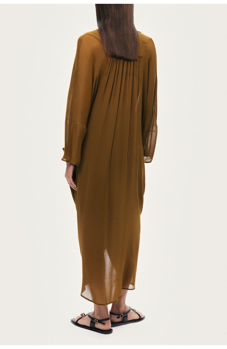 Nocturne Draped V-Neck Midi Dress, Alternate, color, Camel