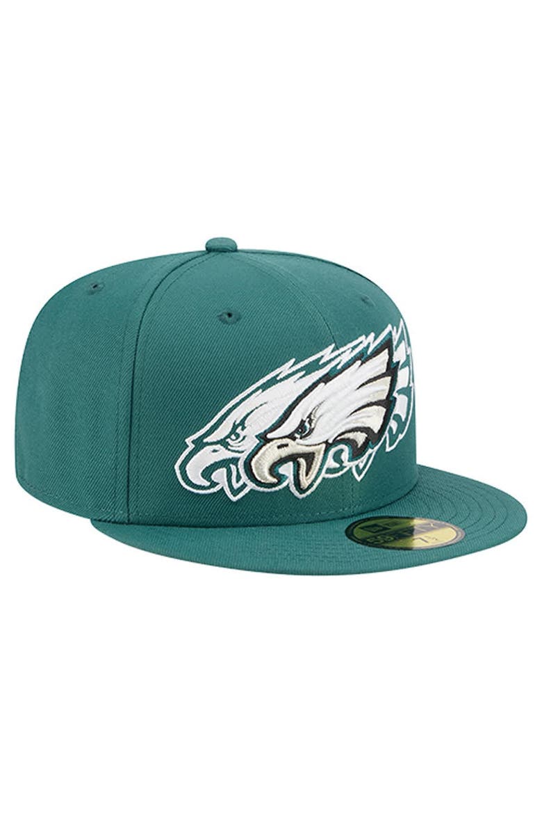 Men's New Era Midnight Green Philadelphia Eagles Tri-Hit 59FIFTY Fitted Hat, Main, color, Green
