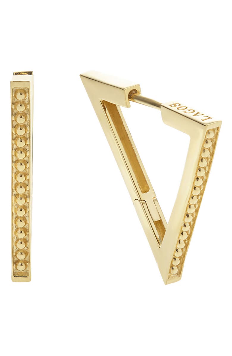 LAGOS 18K Gold Caviar Triangle Earrings, Main, color, Gold