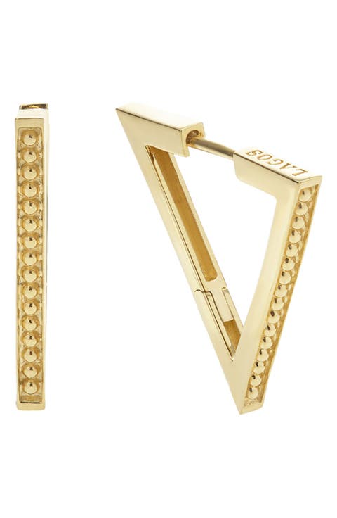18K Gold Caviar Triangle Earrings