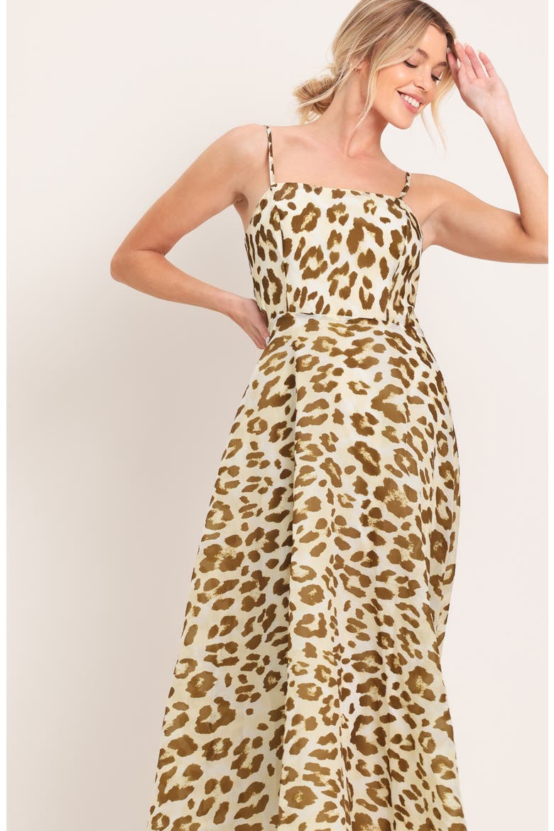 Sleeveless Print Midi Dress, Alternate, color, LEOPARD
