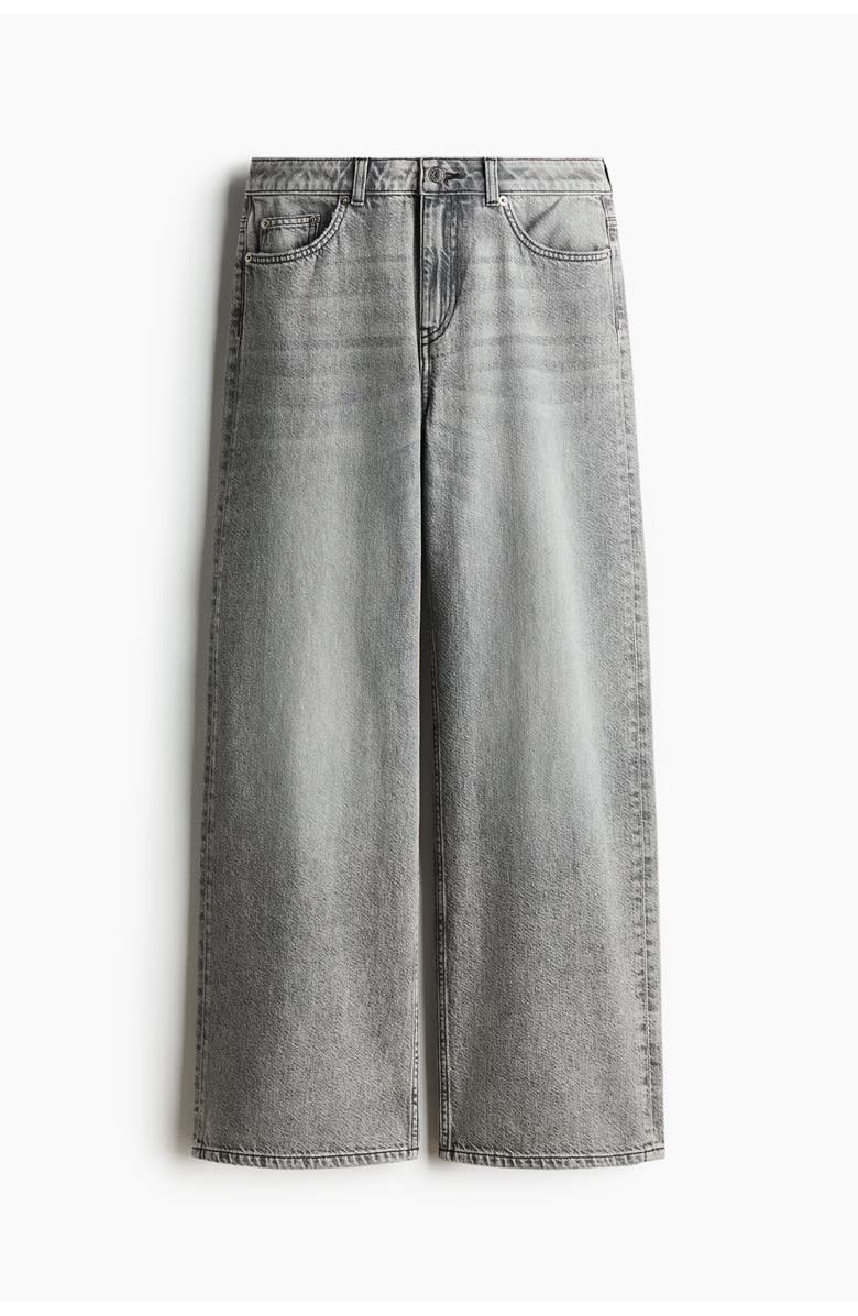 H&M Baggy Regular Waist Jeans, Main, color, Light Gray