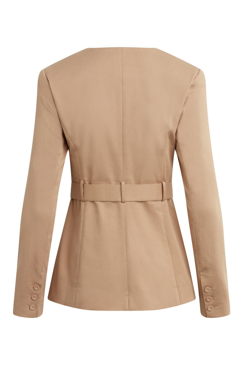 The Christy Belted Stretch Cotton Blend Twill Jacket, Alternate, color, BEIGE