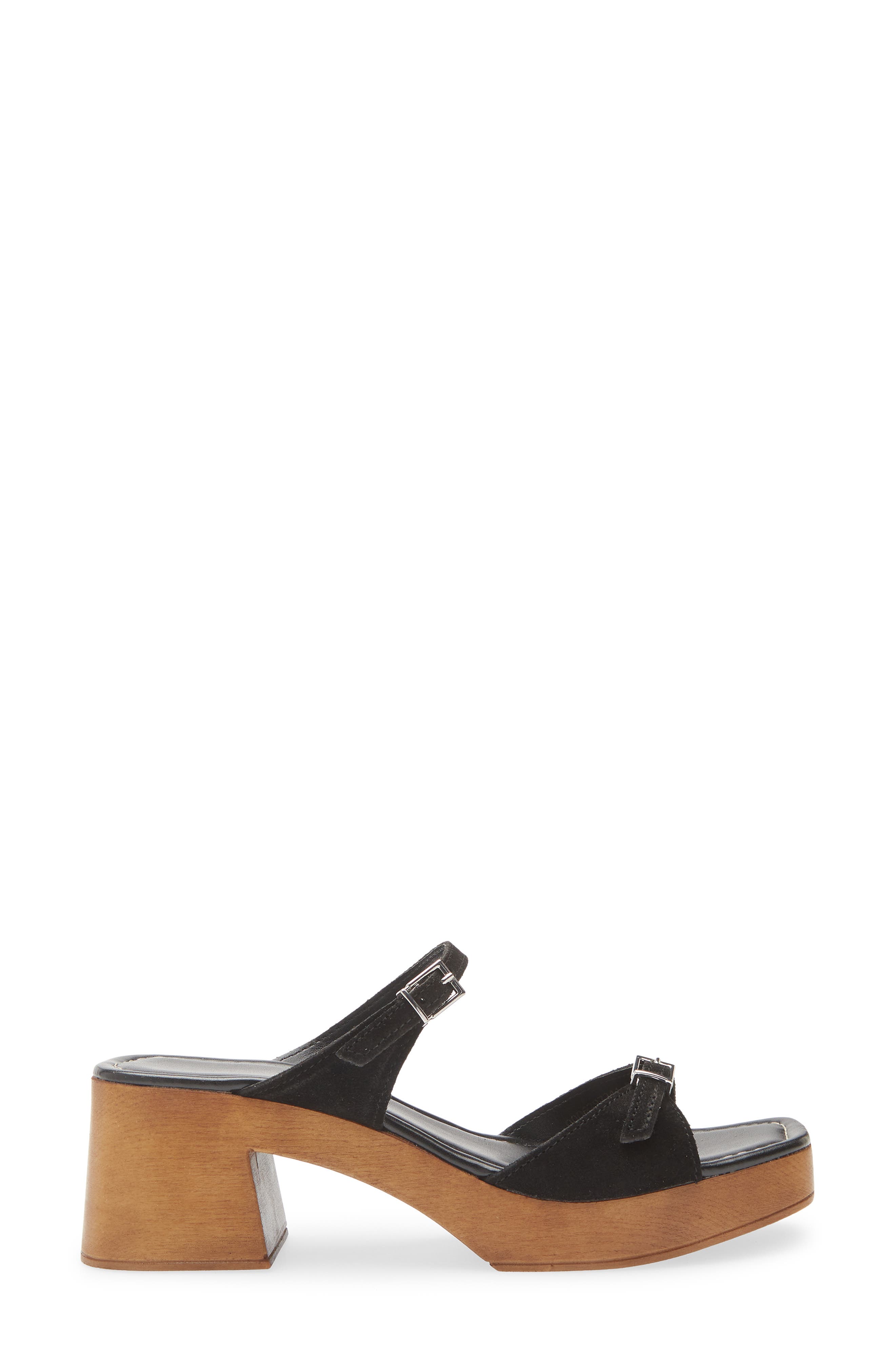 Free People Beck Slide Sandal, Alternate, color, Black Tide Suede
