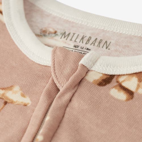 Milkbarn Organic Cotton Zipper Pajama In Brown