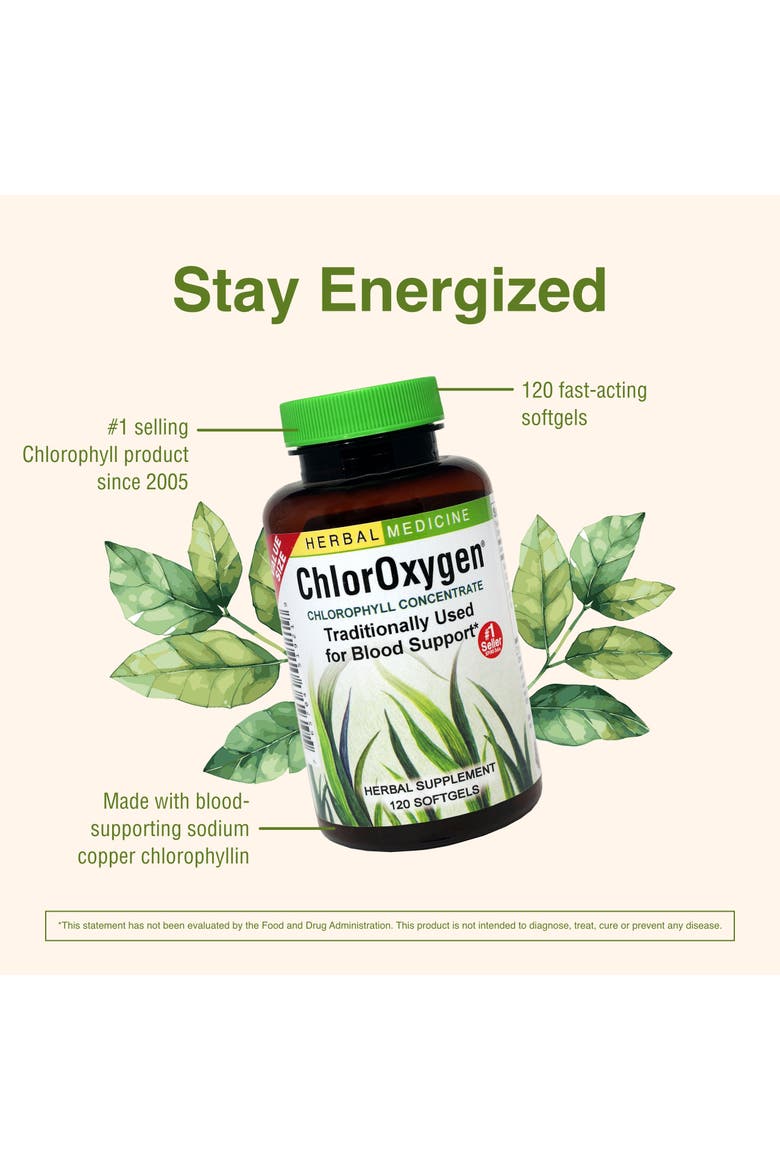 ChlorOxygen Chlorophyll Concentrate - Aids Healthy Blood Circulation - High-Altitude Environment Support - Energy Support - 120 Softgels, Alternate, color, No Color